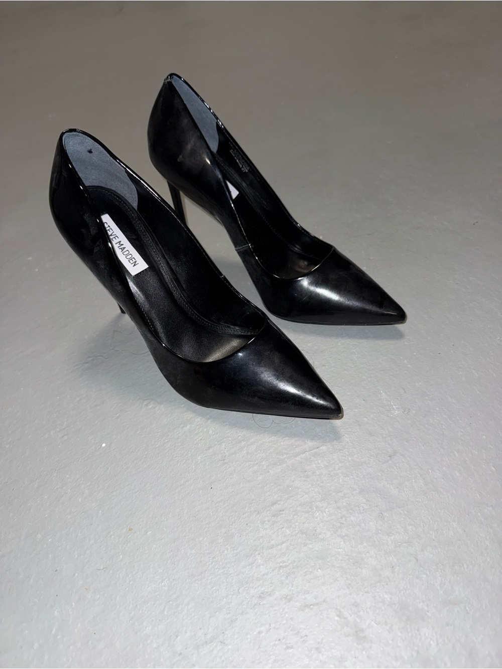 Steve Madden Black Patent Pointed-Toe Stilettos